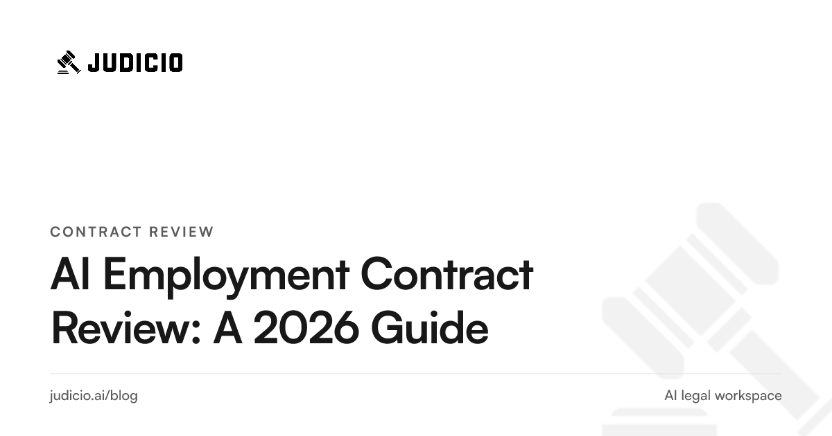 A lawyer using AI to review an employment contract, checking restrictive covenants and notice terms across jurisdictions