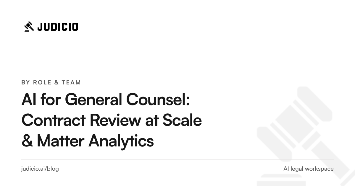 A general counsel reviewing contracts at scale and reading matter analytics in one AI workspace