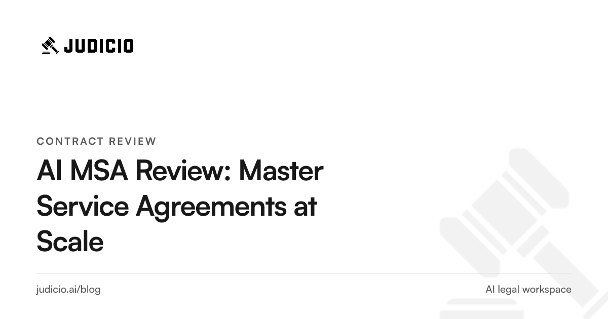 A lawyer using an AI review matrix to compare liability, indemnity, and IP terms across master service agreements