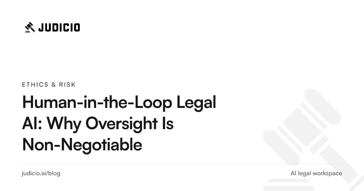 Human-in-the-loop legal AI, with a lawyer reviewing and verifying cited AI outputs before use