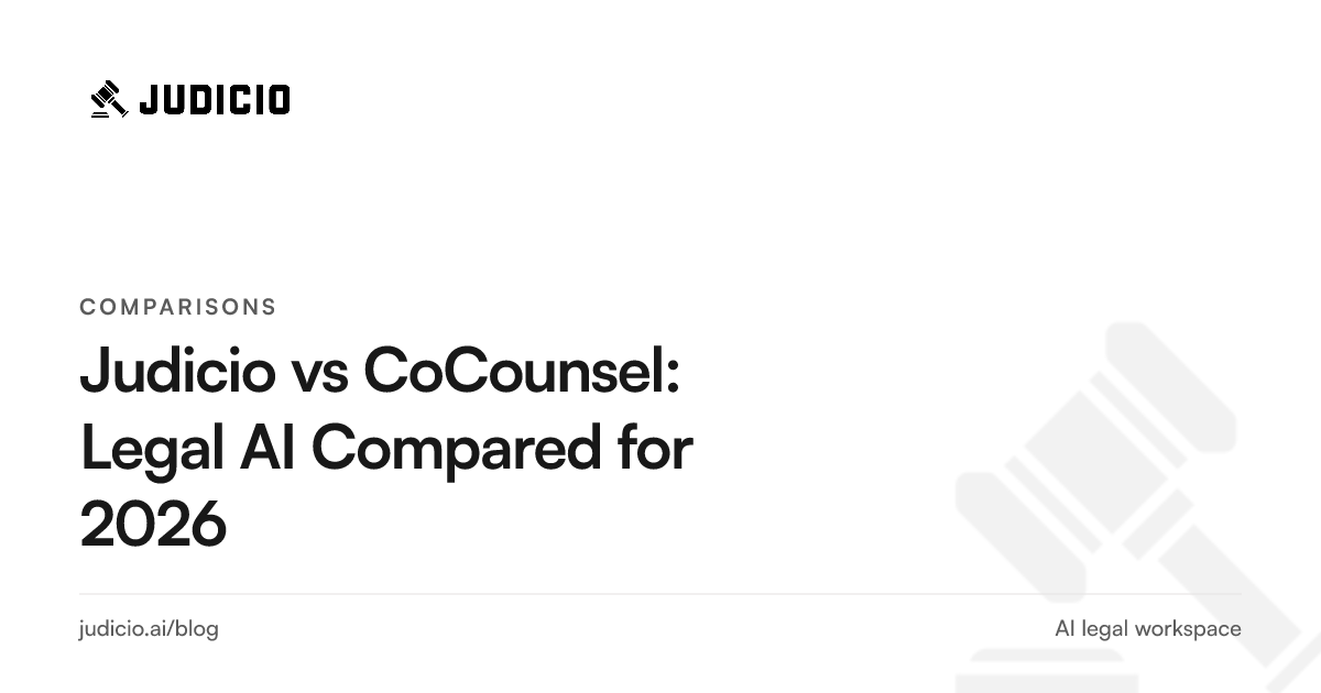 Comparison of Judicio and CoCounsel legal AI platforms for 2026