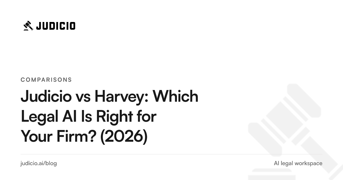 Comparison of Judicio and Harvey legal AI platforms for law firms in 2026