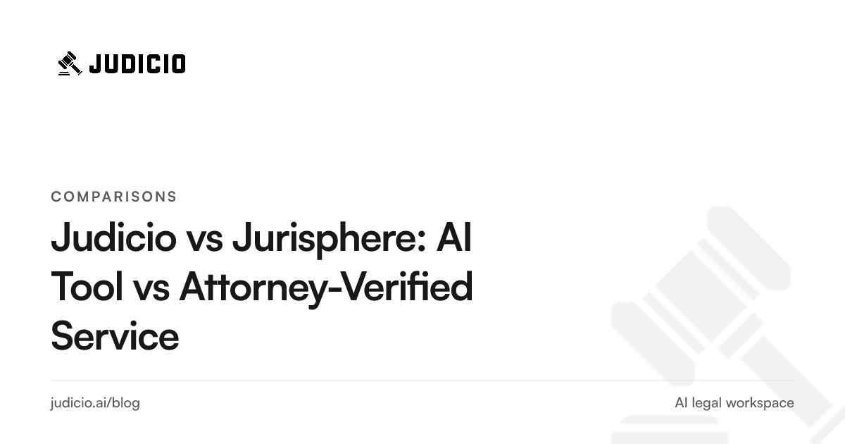 Judicio versus Jurisphere comparison of a self-serve legal AI tool and an attorney-verified service