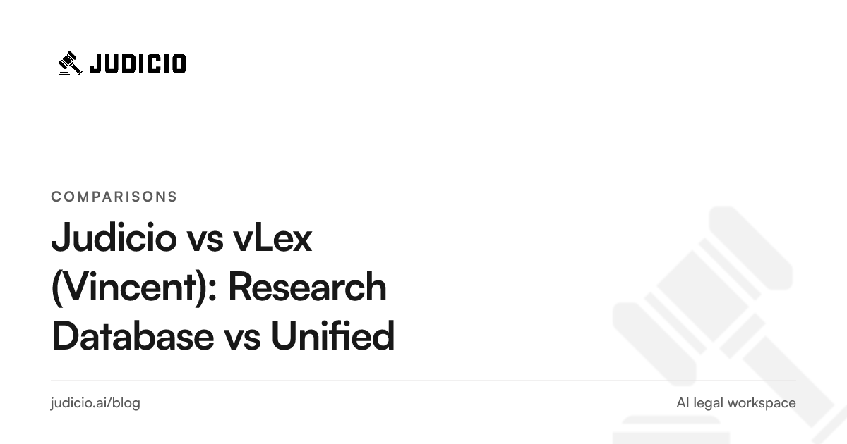 Judicio versus vLex Vincent comparison of a legal research database and a unified legal workspace