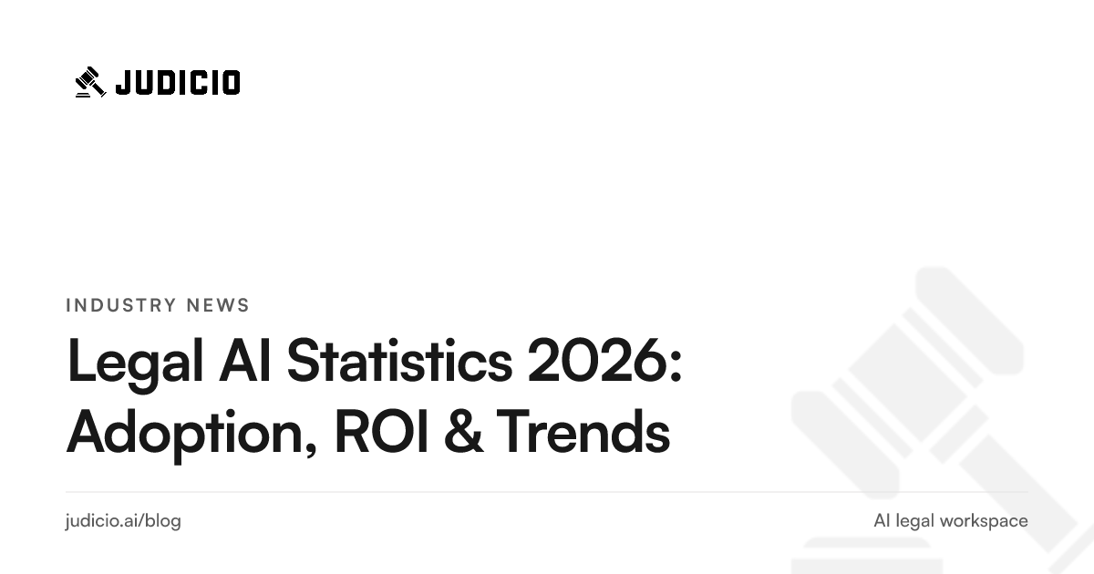 Charts and figures summarizing 2026 legal AI adoption, ROI, market size, and accuracy statistics