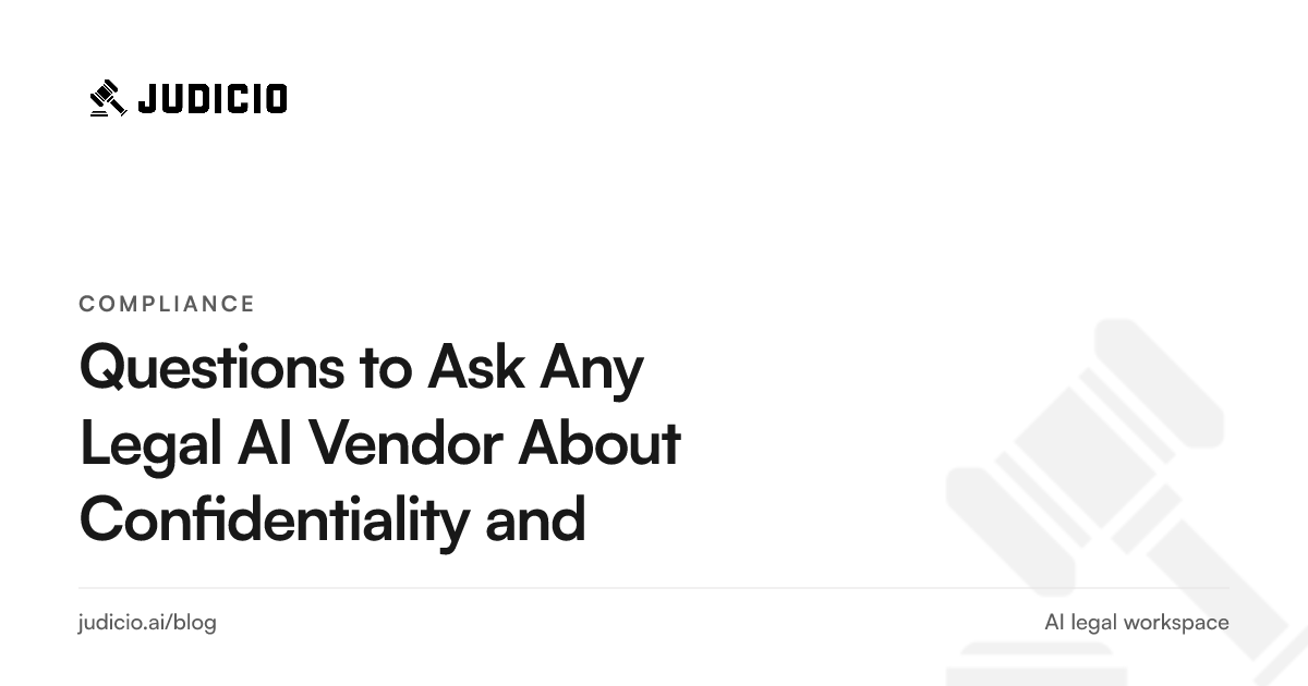 A vendor due-diligence checklist covering data training, retention, certifications, residency, and access controls for legal AI