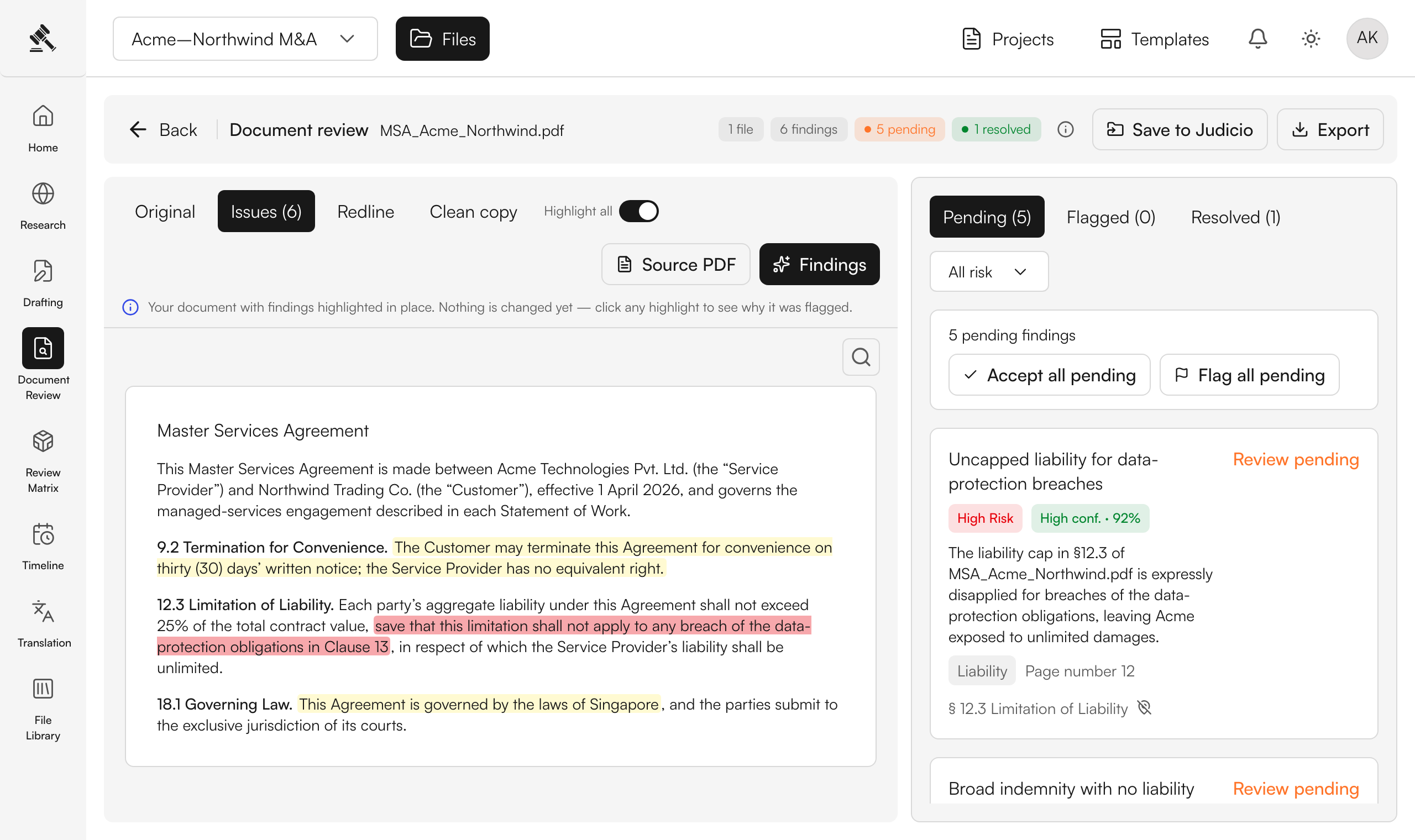 Judicio document review walkthrough