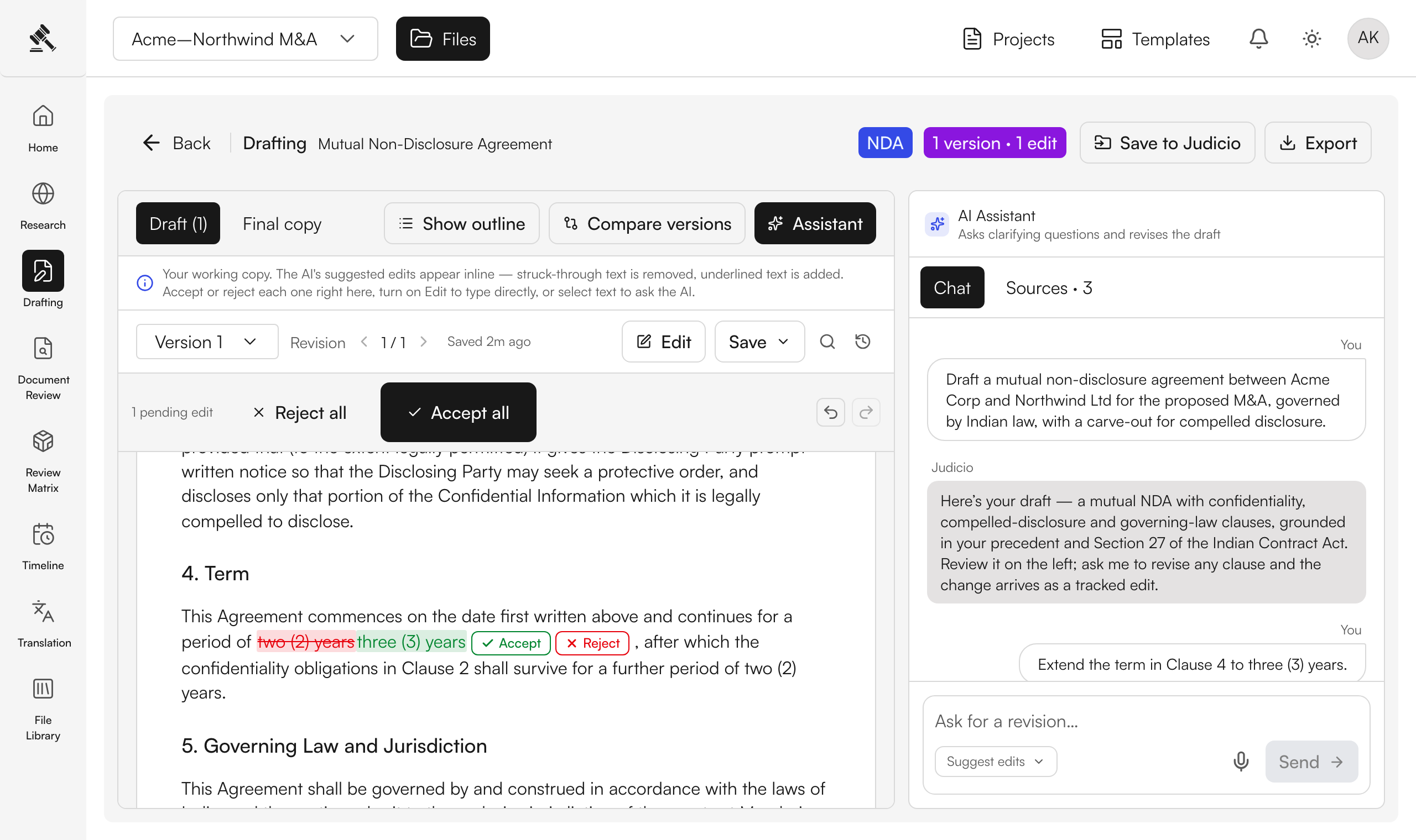 Judicio drafting walkthrough