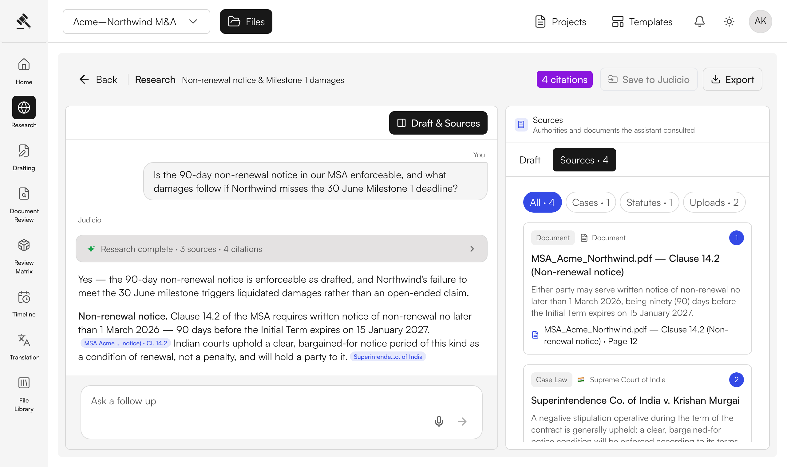 Judicio research walkthrough